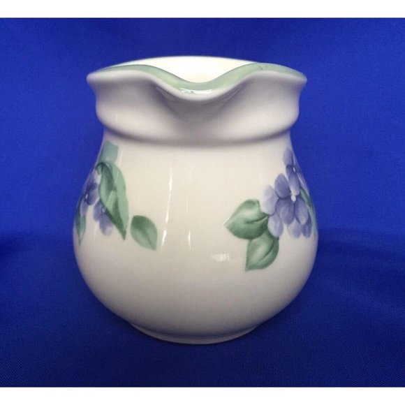 Pfaltzgraff Creamer GARDEN PARTY Pattern Stoneware Pitcher Violets Flowers - Picture 5 of 8